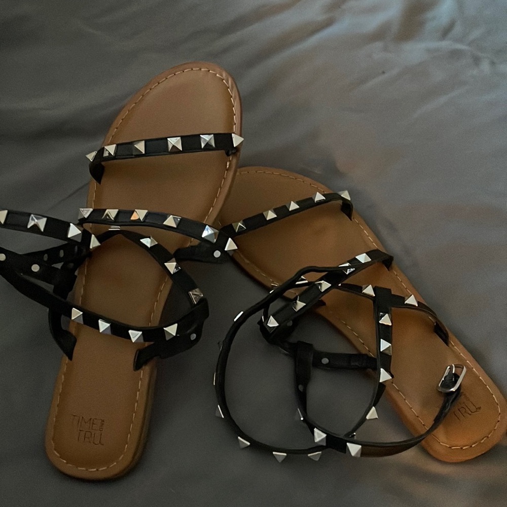 black sandals.